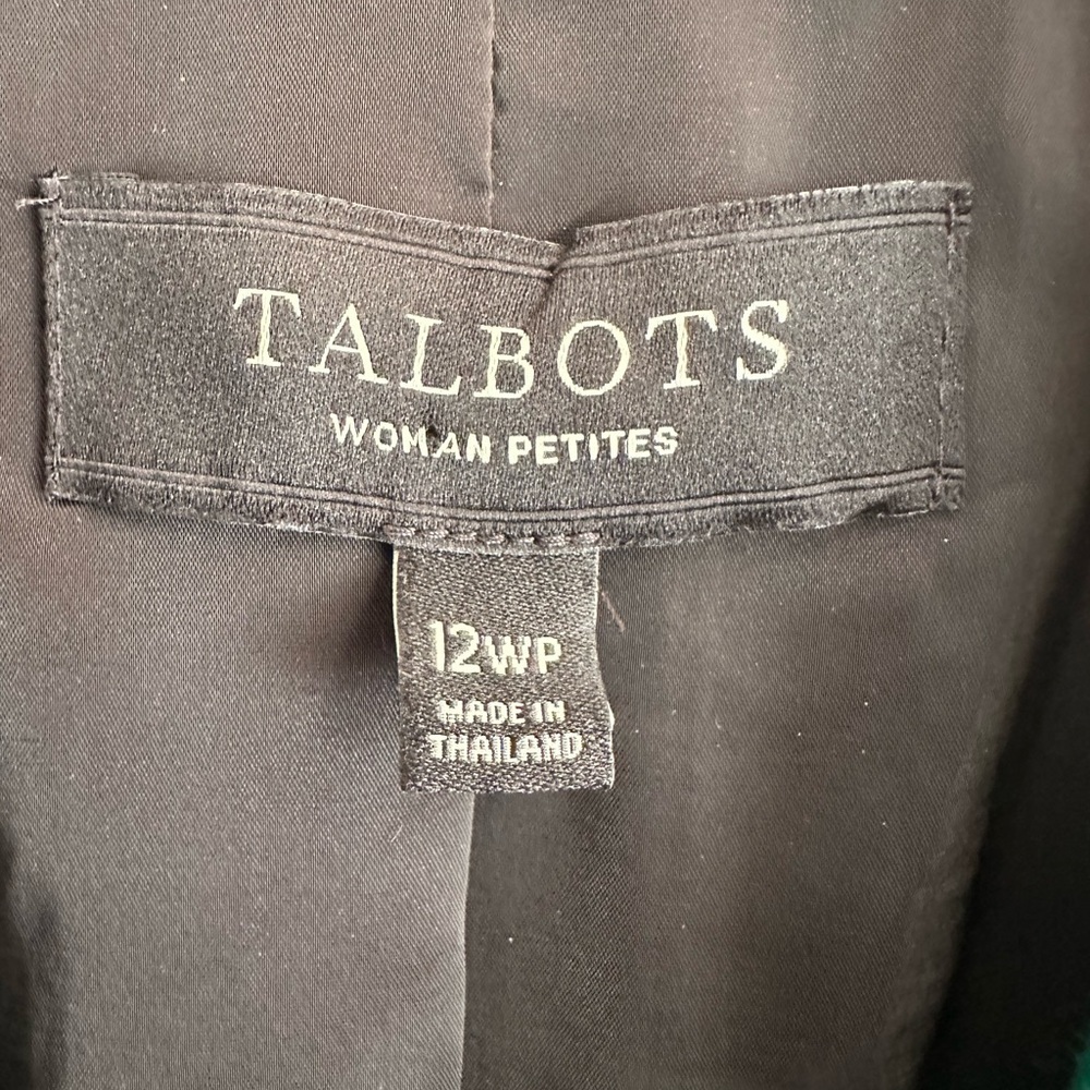 Talbots Emerald Wool Blazer with Black Velvet Collar - Picture 3 of 7